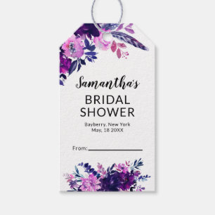 Étiquettes-cadeau Fête des mariées d'affichage florale pourpre encha