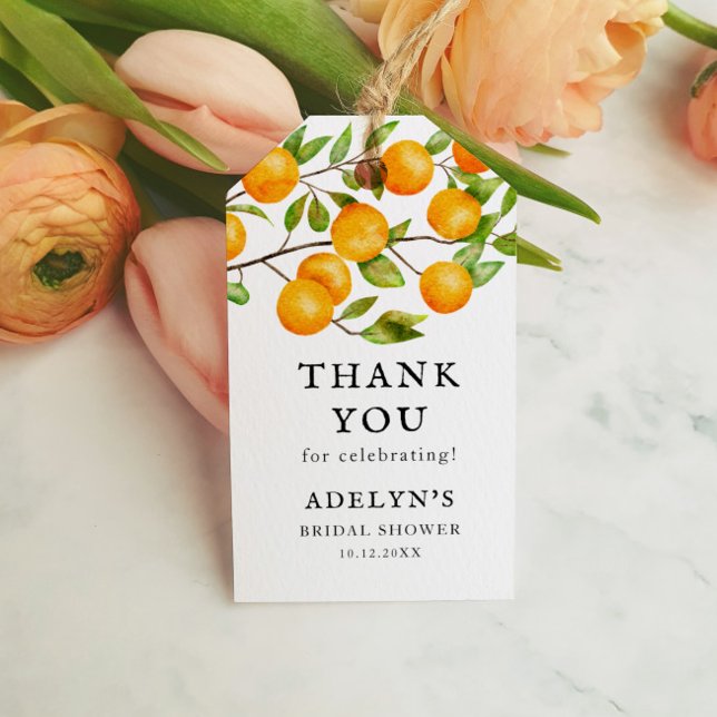 Étiquettes-cadeau Fête des mariées d'agrumes Fruit orange Favoriser (Créateur téléchargé)