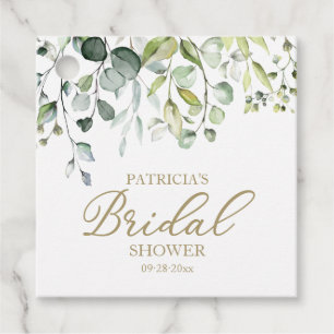 Étiquettes Cadeau Fête des mariées d'aquarelle Eucalyptus vert migno