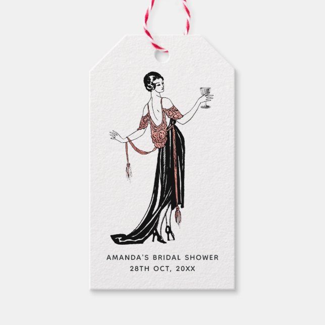 Étiquettes-cadeau Fête des mariées de dégustation rose d'or et de vi (Devant)