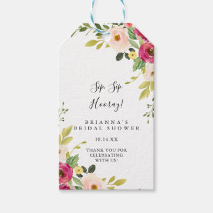 Étiquettes-cadeau Fête des mariées de l'hôtel Sip Hooray rose verdur