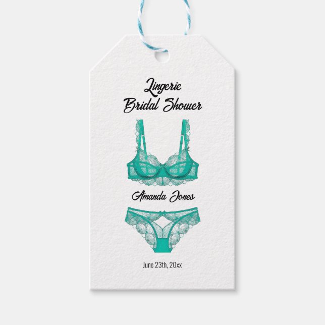 Étiquettes-cadeau Fête des mariées de lingerie Turquoise (Devant)