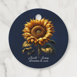 Étiquettes Cadeau Fête des mariées de Mariage de tournesol bleu rust