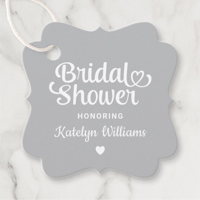 Étiquettes Cadeau Fête des mariées de Mariage gris personnalisée (Devant)