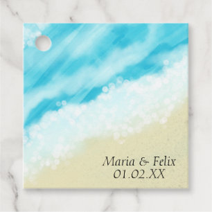 Étiquettes Cadeau Fête des mariées de mariage plage Sable Vagues tro