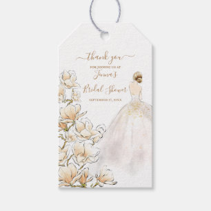 Étiquettes-cadeau Fête des mariées de mariée Magnolia aquarelle