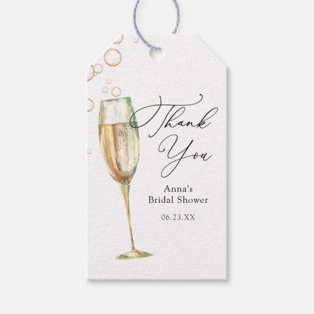 Étiquettes-cadeau Fête des mariées de Merci Bubbly simple (Devant)