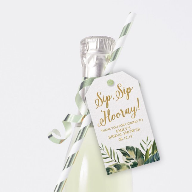 Étiquettes-cadeau Fête des mariées de palmiers tropicaux Balises pré (Créateur téléchargé)