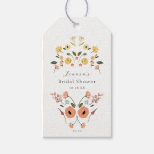Étiquettes-cadeau Fête des mariées de photo florale vintage de Bohêm