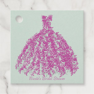 Étiquettes Cadeau Fête des mariées de robe Vintage rose et verte