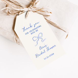 Étiquettes-cadeau Fête des mariées de ruban bleu