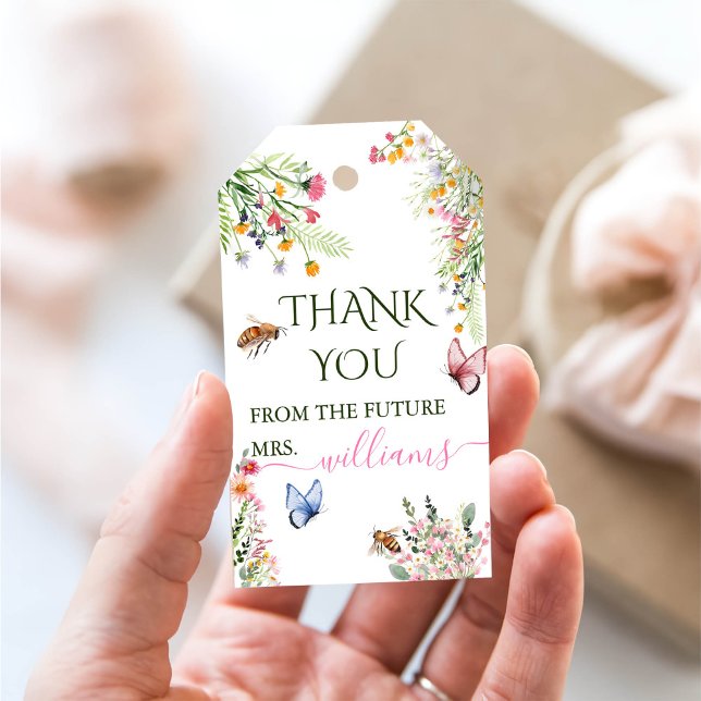 Étiquettes-cadeau Fête des mariées de script des fleurs sauvages de  (Créateur téléchargé)