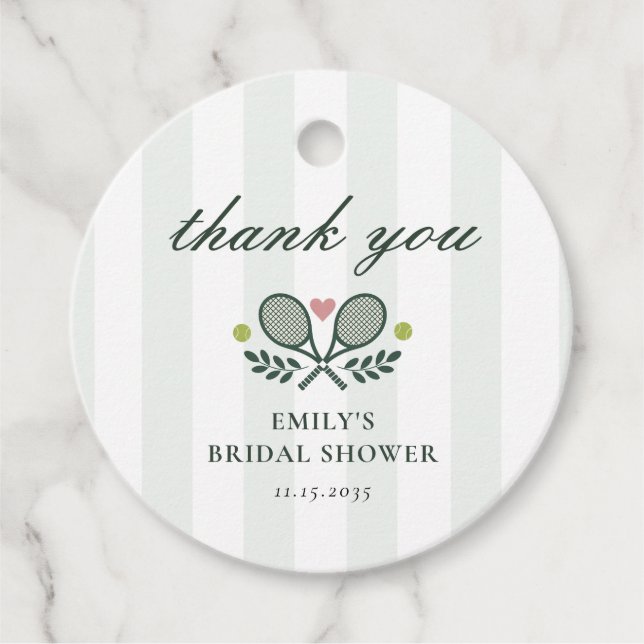 Étiquettes Cadeau Fête des mariées de tennis de Match Parfait (Devant)