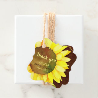Étiquettes Cadeau Fête des mariées de tournesol aquarelle