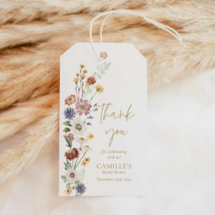Étiquettes-cadeau Fête des mariées fleur sauvage Boho