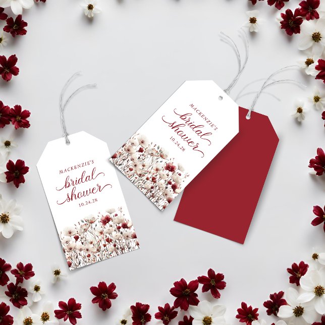 Étiquettes-cadeau Fête des mariées Fleur sauvage d'été Boho (Boho Summer Wildflower Bridal Shower Gift Tags)