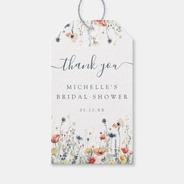 Étiquettes-cadeau Fête des mariées Fleur sauvage dynamique Favoriser (Devant)