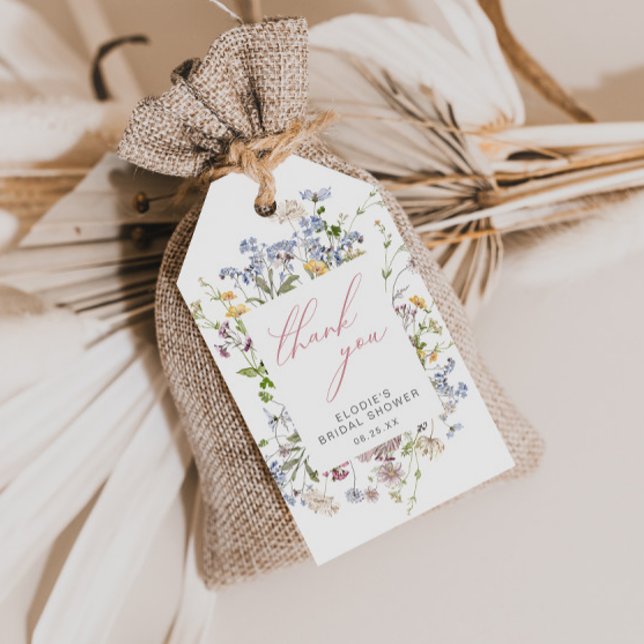 Étiquettes-cadeau Fête des mariées fleur sauvage Favoriser Merci de  (Créateur téléchargé)
