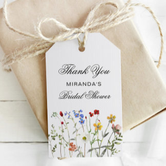 Étiquettes-cadeau Fête des mariées fleur sauvage Merci élégant