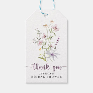 Étiquettes-cadeau Fête des mariées fleur sauvage Merci Floral Rustiq