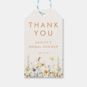 Étiquettes-cadeau Fête des mariées Fleur sauvage rustique