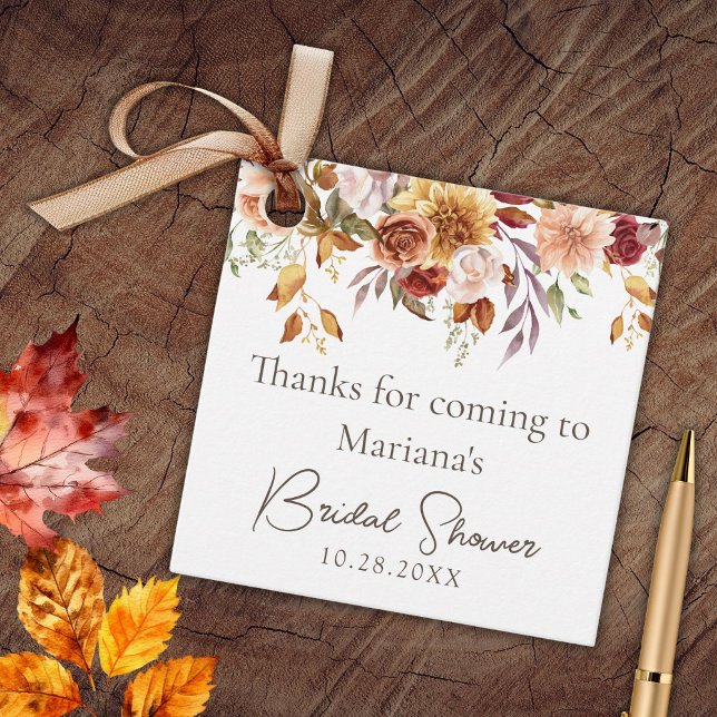 Étiquettes Cadeau Fête des mariées florale automne (Créateur téléchargé)
