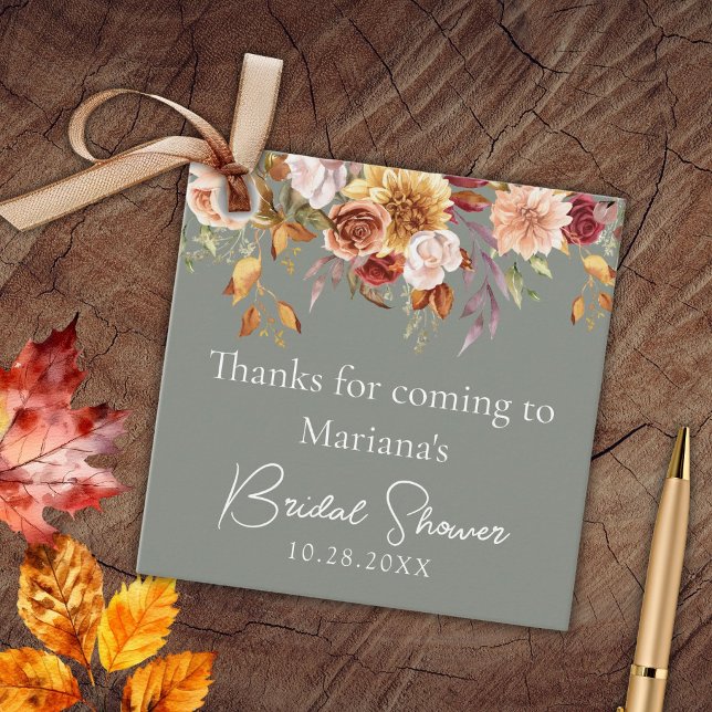 Étiquettes Cadeau Fête des mariées florale de la chute verte de Sage (Créateur téléchargé)