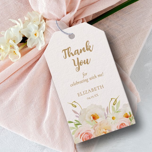 Étiquettes-cadeau Fête des mariées florale floue préférée (Blush floral bridal Shower favor gift tags)