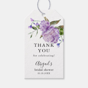 Étiquettes-cadeau Fête des mariées florale pourpre