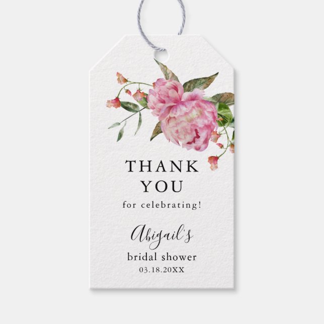 Étiquettes-cadeau Fête des mariées florale rose (Devant)