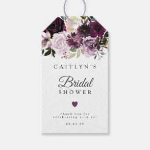 Étiquettes-cadeau Fête des mariées florale rose pourpre Favoriser