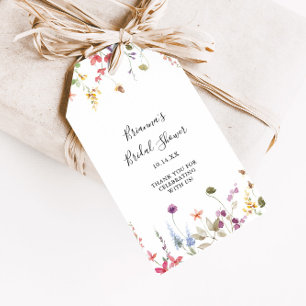 Étiquettes-cadeau Fête des mariées florale sauvage colorée classique