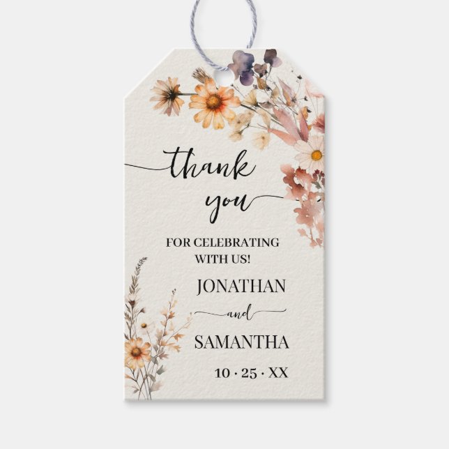 Étiquettes-cadeau Fête des mariées Mariage Fleur sauvage d'automne F (Devant)