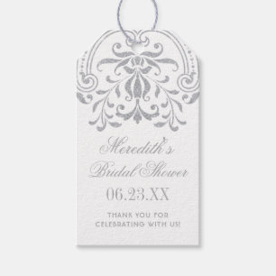 Étiquettes-cadeau Fête des mariées Mariage Vintage argenté