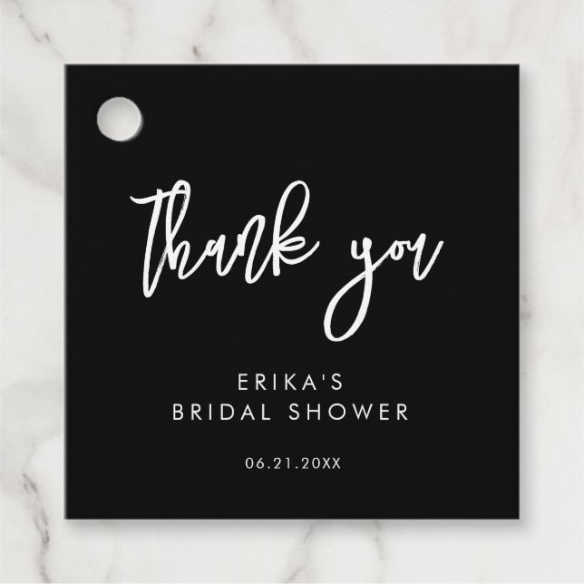 Étiquettes Cadeau Fête des mariées moderne contemporaine en noir (Devant)