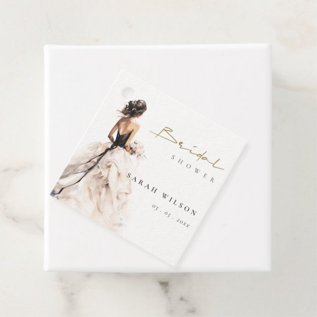 Étiquettes Cadeau Fête des mariées moderne Mariage aquarelle (En situation)