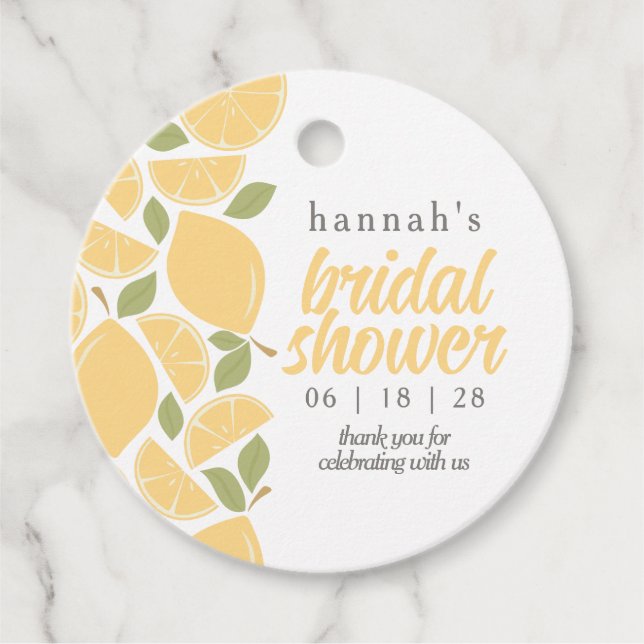 Étiquettes Cadeau Fête des mariées ou Mariage citron (Devant)