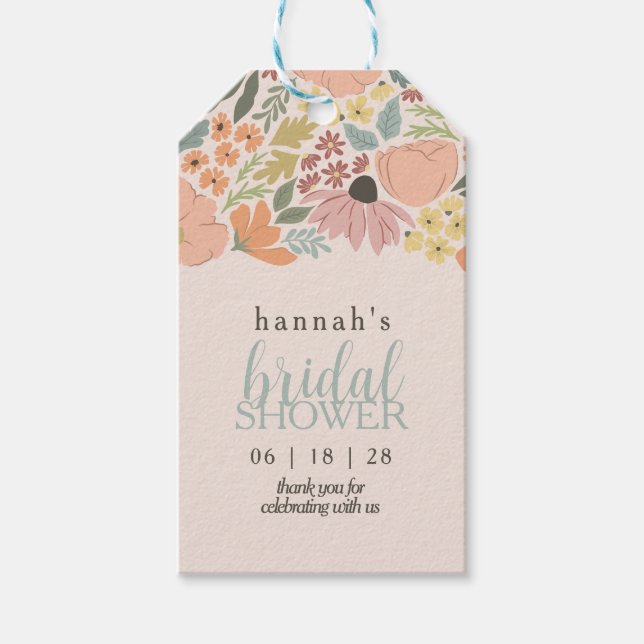 Étiquettes-cadeau Fête des mariées ou Mariage floral (Devant)