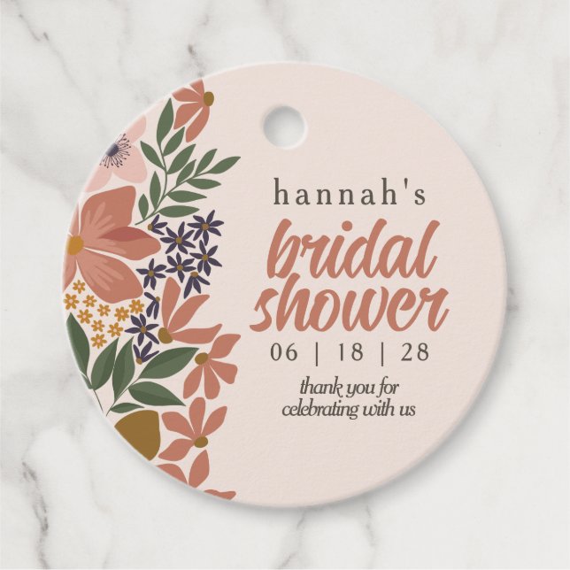 Étiquettes Cadeau Fête des mariées ou Mariage Floral agricole (Devant)