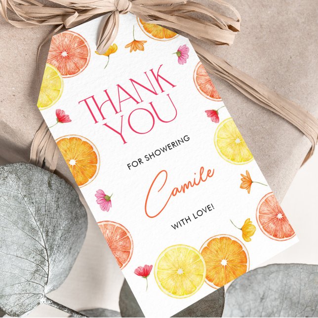 Étiquettes-cadeau Fête des mariées principale de la taille de l'agru (Citrus Bridal Shower Favor Tag | Matching items available.)