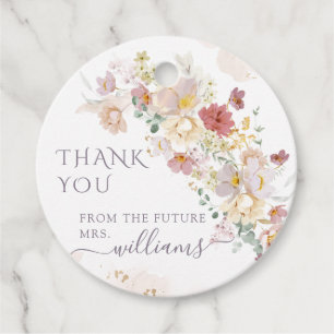 Étiquettes Cadeau Fête des mariées Ressort Fleur sauvage d'aquarelle