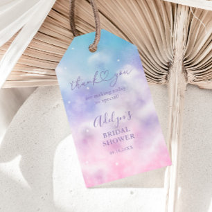 Étiquettes-cadeau Fête des mariées romantique rose violet nuages