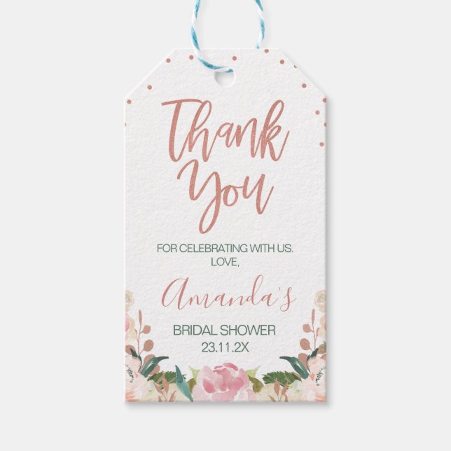 Étiquettes-cadeau Fête des mariées rose Gold Brunch Bubbly (Devant)