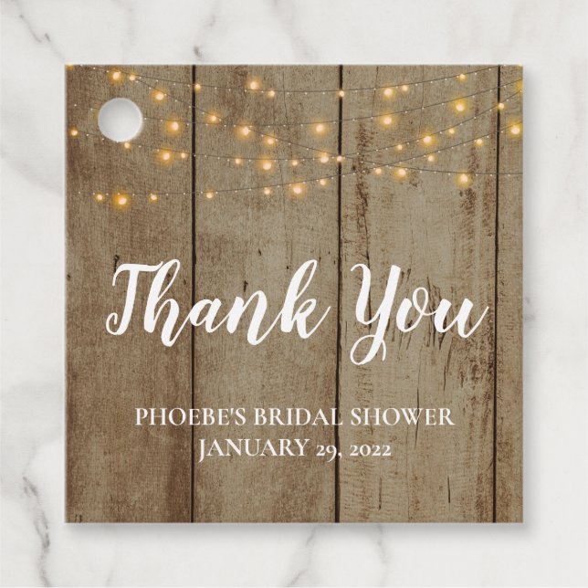 Étiquettes Cadeau Fête des mariées rustique Faux Wood (Devant)