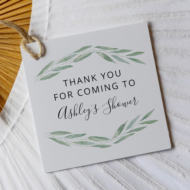 Étiquettes Cadeau Fête des mariées Sage Greenery Merci (Créateur téléchargé)