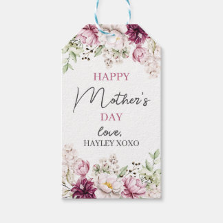 Étiquettes-cadeau Fête des Mères Blanc & Purple Floral Vert Favorise