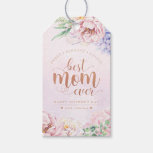 Étiquettes-cadeau Fête des mères florales Vin personnalisé