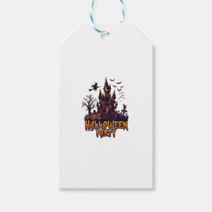 Étiquettes-cadeau Fête d'Halloween Château Hanté Citrouilles Chauves