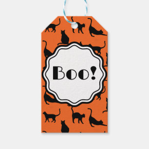 Étiquettes-cadeau Fête d'Halloween customisée Boo Orange Black Cats
