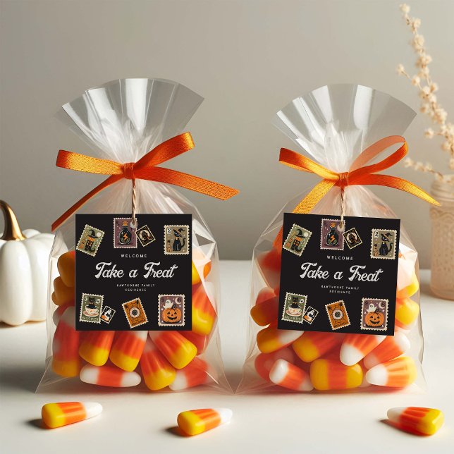 Étiquettes Cadeau Fête d'Halloween de timbre postal éffrayant (Créateur téléchargé)